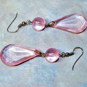 <3  Pink Ice Crystal Drop Earrings  <3
